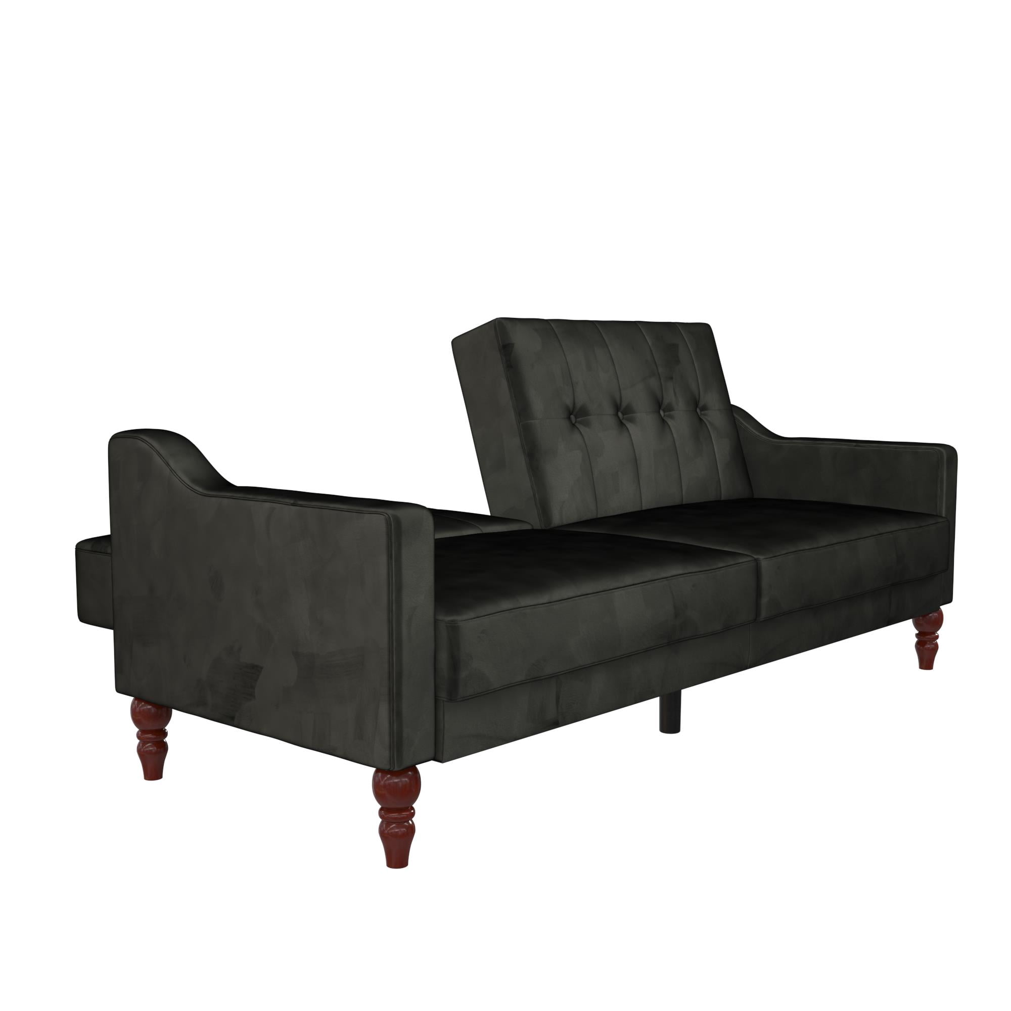 Novogratz Beatrice Coil Futon, Convertible Sofa Bed & Couch, Black
