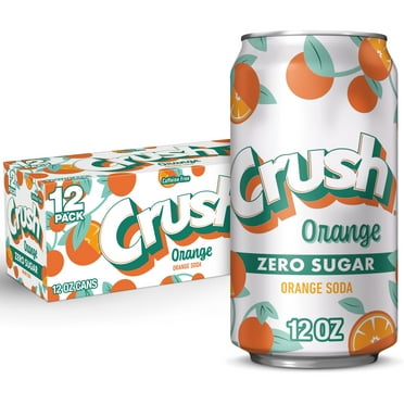 Crush Caffeine Free Zero Sugar Orange Soda Pop, 12 fl oz, 12 Pack Cans