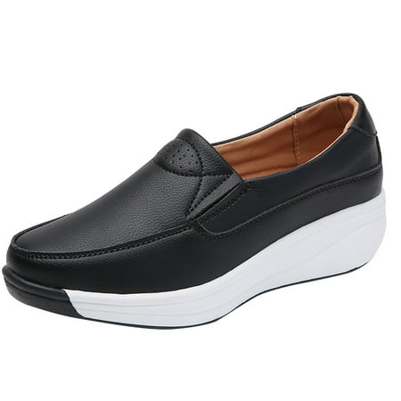 OJSFQUFP Womens Walking Shoes Summer Versatile Shoes Are Comfortable and Lightweight with A New Spring Hit and Sporty Fashion Leather Flats for Women Black 40