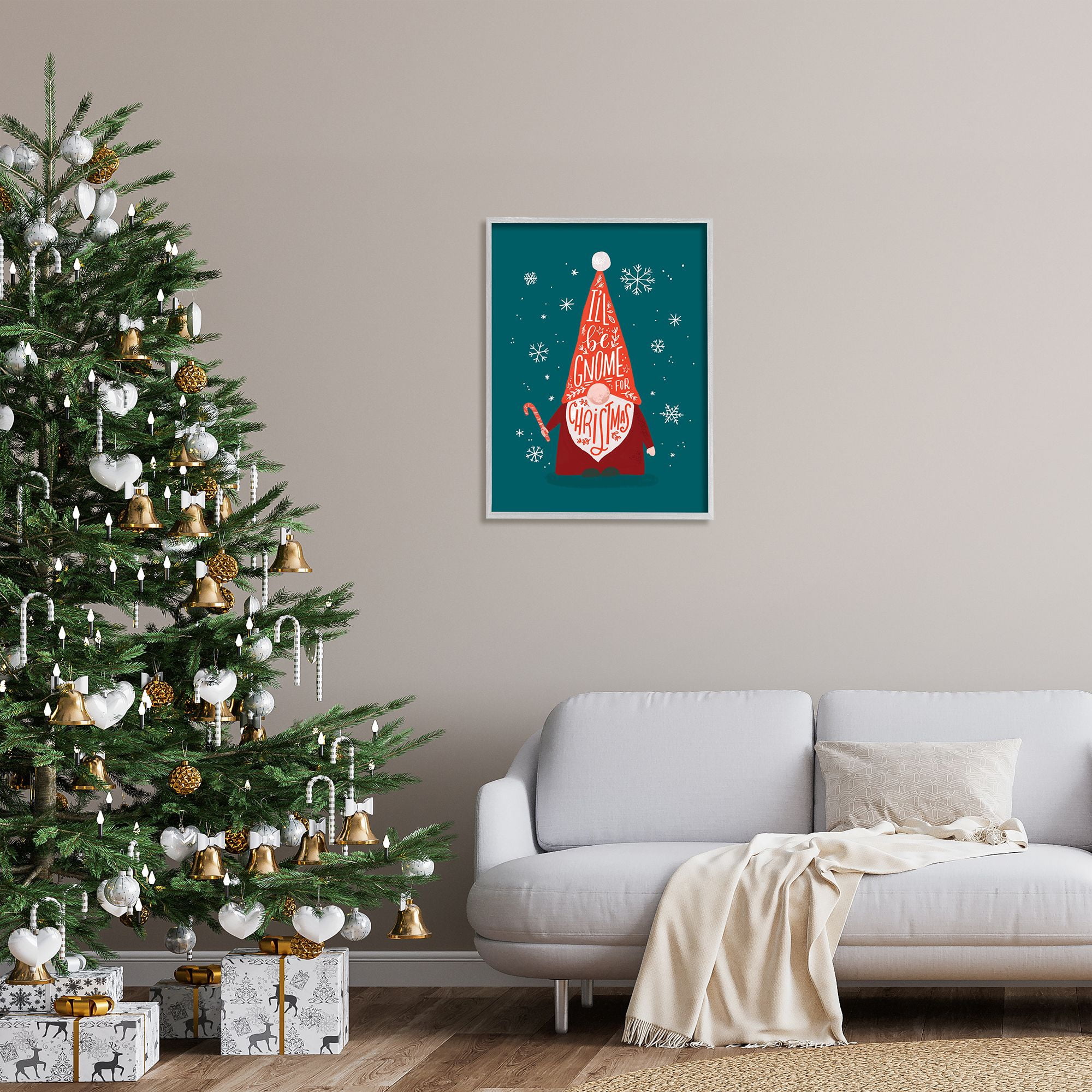 Stupell Indtries Gnome For Christmas Holiday Pun Funny Garden Elf,24 x 30,Design by Loni Harris