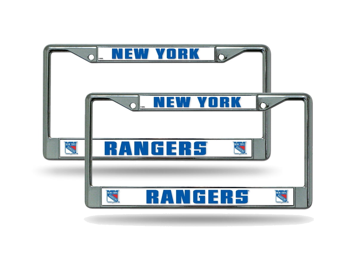 New York NY Rangers NHL Chrome Metal (2) License Plate Frame Set