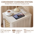 thumbnail image 3 of Boho Nightstand with Charging Station, End Table with Rattan Decorated Door and Adjustable Shelf, Bedside Storage Cabinet for Bedroom, Living Room, 3 of 10