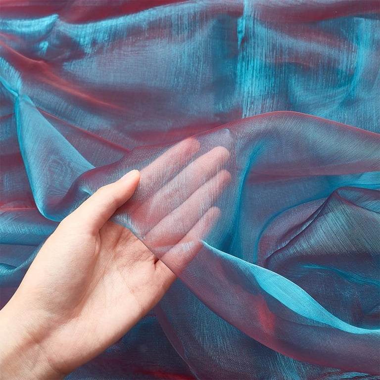 NBEADS 7,6 meter/3,3 yard organza stof, regenboogverloopkant iriserende holografische gaasstof voor bruidsjurk, gordijn, fotografie achtergrond, DIY-benodigdheden, decoratie 1,5 meter breed, roze