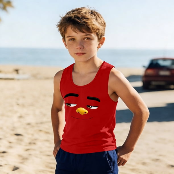 Camisolas de cuello redondo para niños pequeños y niños a la moda, lindas camisetas con estampado degradado, parte inferior suave sin mangas, camisetas para niñas