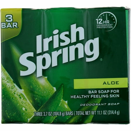 Irish Spring Deodorant Soap Bars w/ Aloe, 3.75 oz bars, 3 count