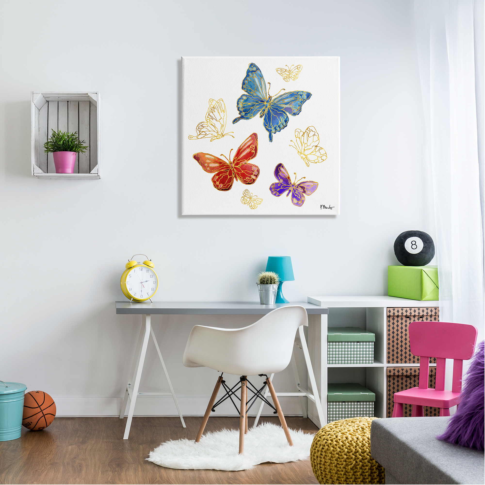 Stupell Industries Butterfly Glam Detail Animals & Insects Painting Gallery Wrapped Canvas Art Print Wall Art, 30 x 30