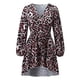 thumbnail image 5 of Vestido de manga larga irregular con cordones de leopardo con cuello en V casual para mujer Pompotops  hdfakjf7349, 5 of 6