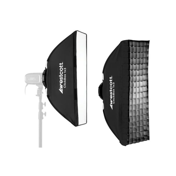 Westcott ClickBox 1x3 Softbox with Bowens S-Mount and 40-Degree Egg Crate Grid Bundle (2 Items)