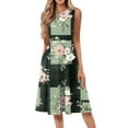 thumbnail image 4 of bbyeadc Women's Summer Midi Dresses 2025 Loose Fit Casual Mid Length Dresses Boho Sleeveless Round Neck A Line Dress Beach Floral Print Flowy Sundresses with Side Pocket, Dark Green S, 4 of 5