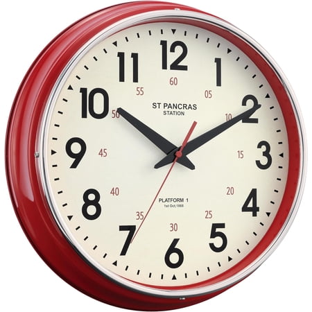 Wall Clock Metal 12.4 Countryside Style Wall Clocks Retro Vintage Classical Silent Non Ticking Easy to Read for Living Room/Kitchen/Bedroom/Office/Bar(12.4 Red)