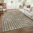 thumbnail image 2 of Hasoo Brown Washable Area Rugs 4' x 6' Rug for Living Room Checkered Geometric Modern Non Slip Throw Indoor Carpet, 2 of 5
