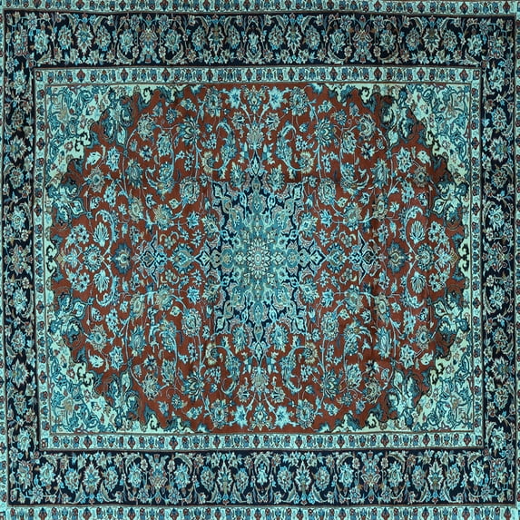 Ahgly Company Indoor Square Persian Light Blue Traditional Area Rugs, 3' Square