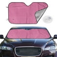 thumbnail image 3 of Lsque Pink Gingham Car Windshield Sun Shade | Accordion Folding Style Auto Shade for Car Truck SUV Van | Blocks UV Rays Sun Visor Protector | Medium, 3 of 7