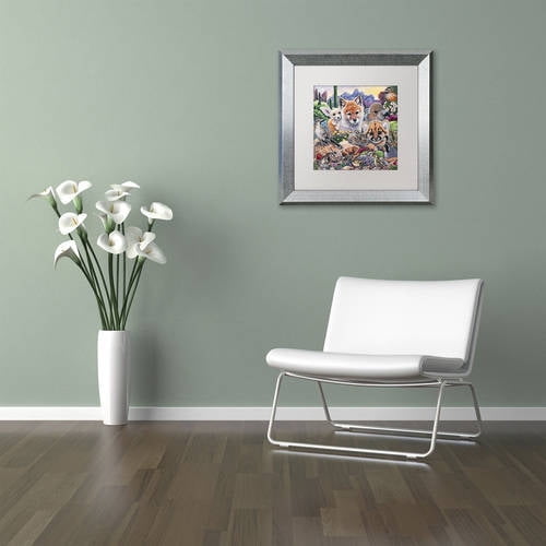 Trademark Fine Art 'Desert Buddies' Canvas Art by Jenny Newland, White Matte, Silver Frame