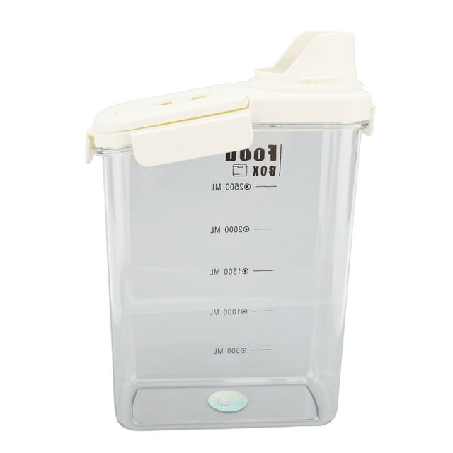 Cereal Containers Storage, Rice Airtight Dry Food Storage Containers Ergonomic Handle Lid Scale Timing Airtight Damp Proof Plastic Rice Storage Bin for Flour Bean Pet Food