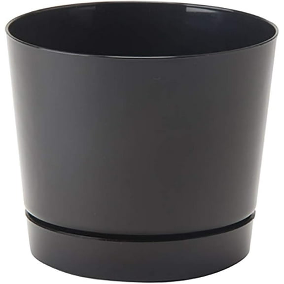 Majestic Full Depth Round Cylinder Pot, Glossy Black, 6-Inch