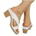 thumbnail image 6 of Xfvqtps Heeled Sandals for Womens Flip Flops Block Mid Heel Flatform Non Slip Casual Summer Pumps White, 6 of 8