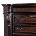 thumbnail image 2 of Venta Tall Dresser Chest, 5 Drawers, Carved Details Cherry Brown Solid Wood, 2 of 5