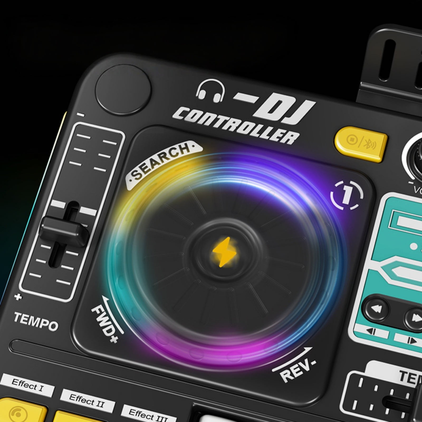Interactive Kids DJ Mixer With Light Up Buttons Realistic Sound And Built In Microphone For Early Music Education
