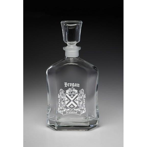 Brogan Irish Coat of Arms Whiskey Decanter (Sand Etched)