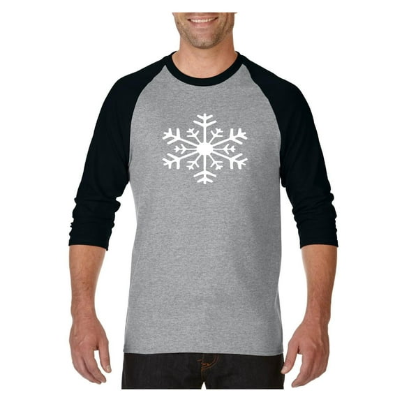 MmF - Mens Raglan Sleeve Baseball T-Shirts - Snowflake Christmas New Year