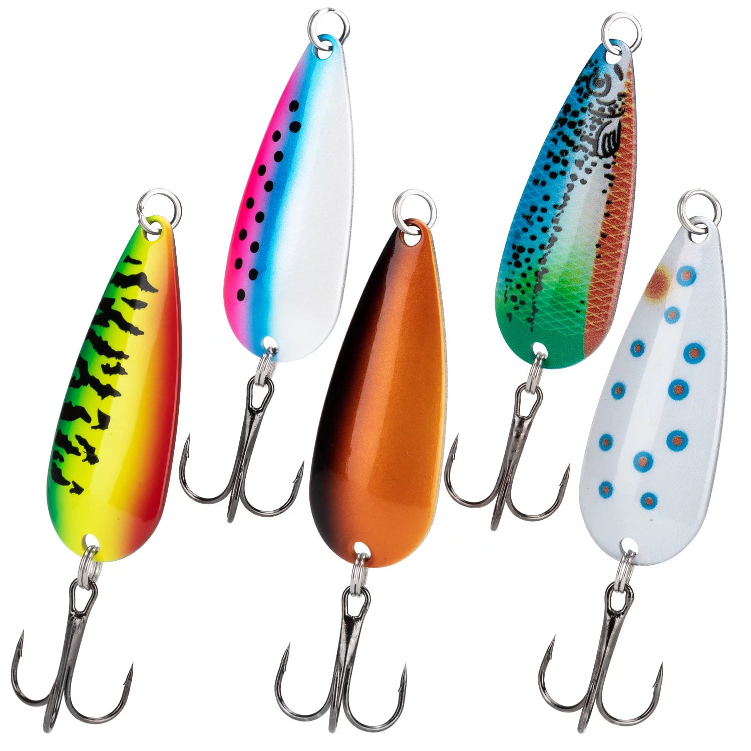 10pcs Metal Casting Spoon Fishing Lure Jig with Treble Hooks Glow Hard Metal Spinner for Saltwater Freshwater Trout Pike Bass Crappie Walleye Fishing Spoon Lures Bass Baits Set