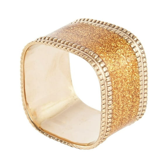 Saro Lifestyle Sparkling Square Design Napkin Ring (Set of 4)