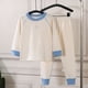 thumbnail image 1 of Conjuntos de blusas y camisas de cuello redondo y manga larga para niños, ropa de dormir de cuello redondo, conjunto de manga larga lisa, pantalones largos, ropa de hogar gruesa, prendas de poliéster, 1 of 6