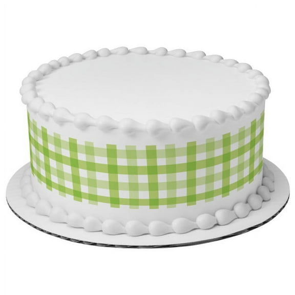 Green Gingham 3 Strips Edible Frosting Photo Cake Border Decoration #27774