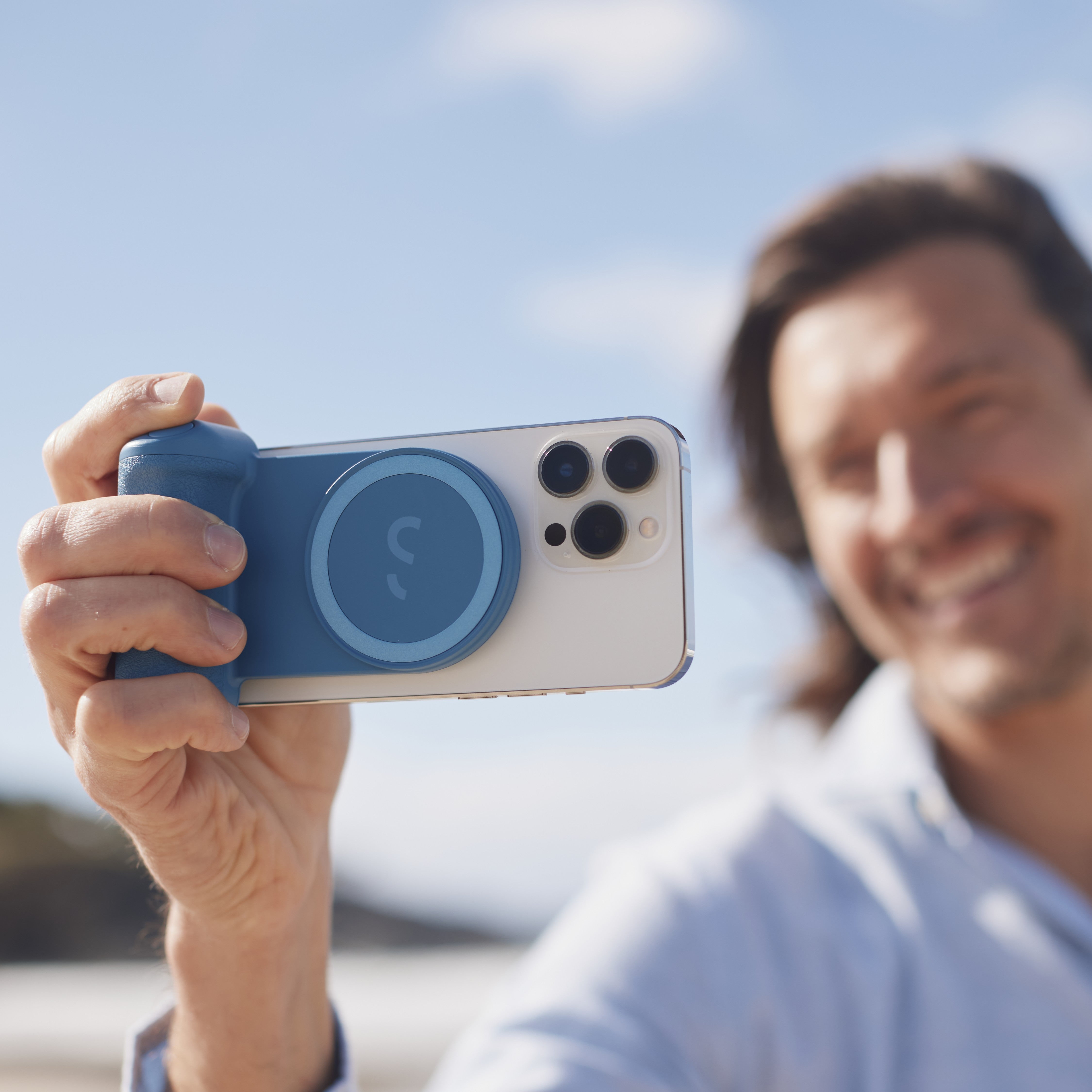 Poignée de batterie magnétique pour smartphone ShiftCam SnapGrip - Geai bleu