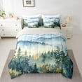 thumbnail image 2 of Homewish Natural Landscape 7 Pieces Bedding Comforter Set,Tropical Pine Tree Full Bedding Set,Green Blue Fitted Sheet Flat Sheet For Adult,Microfiber Bedroom Decor Reversible, 2 of 8