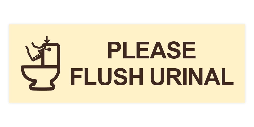 Basic Please Flush Urinal Sign (Ivory/Dark Brown) Large