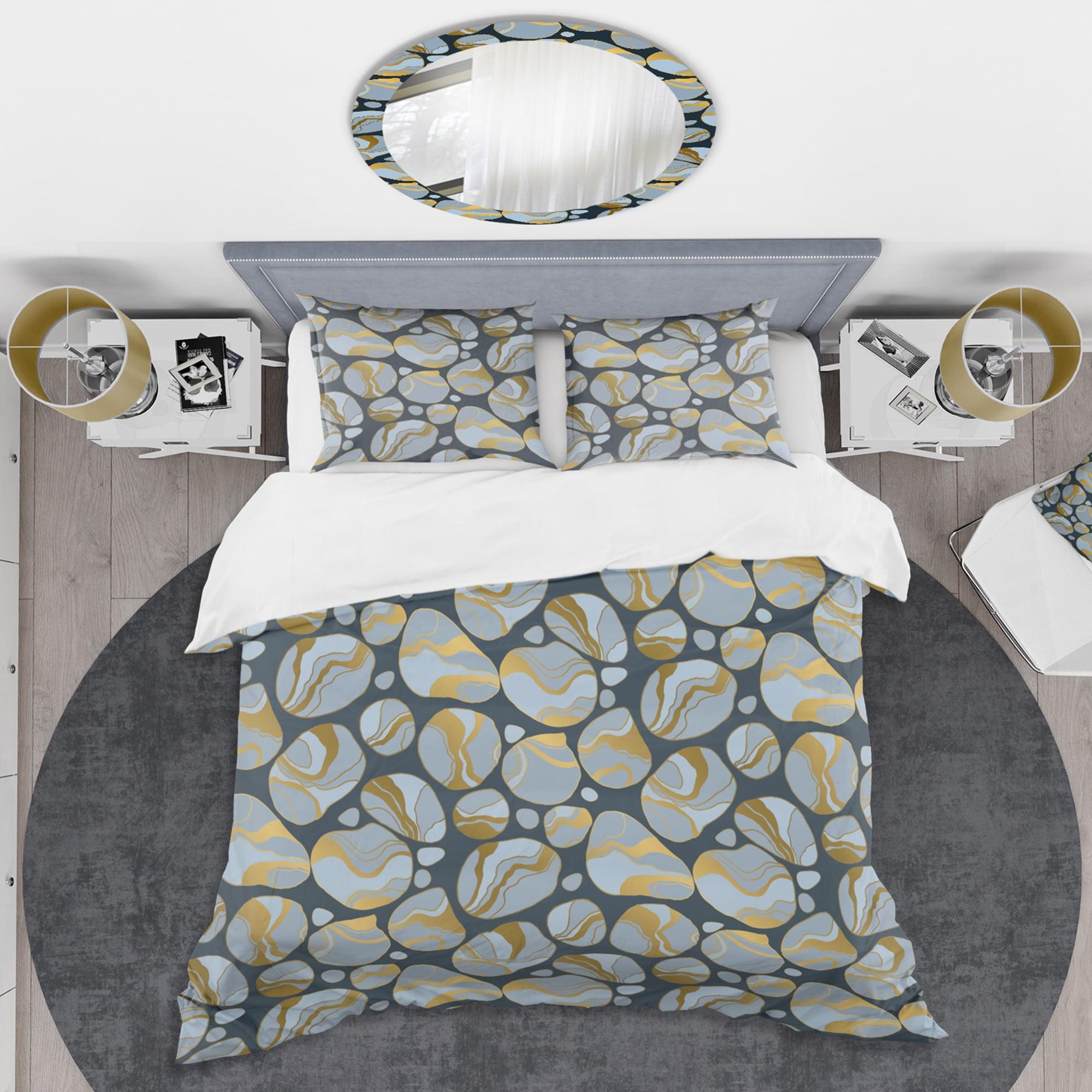 Designart 'Golden Marble Design IV' Mid-Century Modern Duvet Cover Set