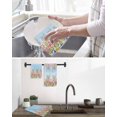 thumbnail image 5 of Pink Flowers Kitchen Dish Towels for Drying Dishes Set of 2, Spring Floral Daisy Pastoral Botanical Sky Blue Waffle Weave Microfiber Hand Tea Bathroom Towels Quick Dry & Absorbent Towel 15.7x23.6, 5 of 7