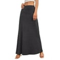 thumbnail image 2 of Jupes Décontractées Mi-Longues pour Femmes, Extensibles, Ultra-Douces, Fluides, Maxi, Formelles, Taille Haute, Jupes de Détente, Gris Foncé S, 2 of 7