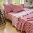 thumbnail image 5 of Red Ruffled Plaid Gingham Pillow Shams 20"x30", Set of 2 Checked Pre-Washed Microfiber Farmhouse Pillowcases for Bed/Sofa (20"x30", Red Gingham), 5 of 6