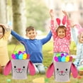 thumbnail image 4 of Easter Bunny Shaped Basket for Kids Girls Boys, Pink Fabric Tote Egg Bags with Handle and Ears Reusable Party Bags for Easter Party Eggs Hunts Goodies Bucket and Gifts & 1 Count CUSTOM Storage Carrier, 4 of 7