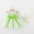 thumbnail image 3 of IBTOM CASTLE Toddler Baby Girls Tutu Dress Summer Sleeveless Backless Princess Casual Birthday Party Dresses Flower Bow Sundress with Straw Hat Set 2-3 Years Green Plaid + Heart, 3 of 4