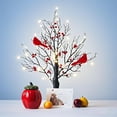 thumbnail image 3 of Minibee Vintage Glowing Tree with Cardinals, 21" LED Vintage Glowing Tree with Red Berries and Birds Tabletop Holiday Decorations, 3 of 7