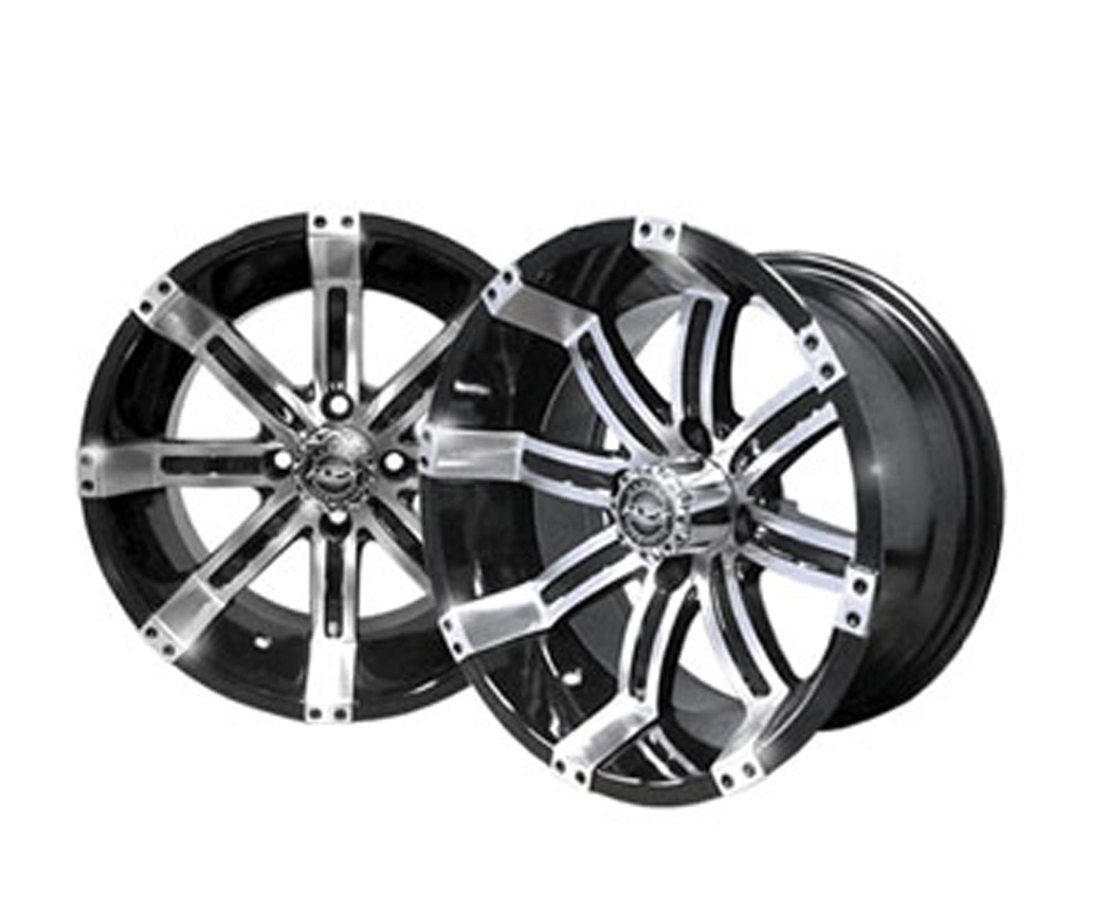 Golf Cart Wheels and Tires Combo 14" Tempest Machine Black Set of 4