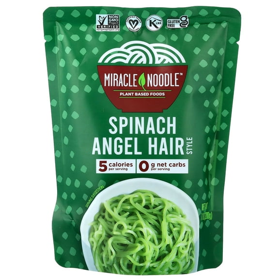 Miracle Noodle Spinach Angel Hair Style 7 oz Pkg