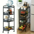 thumbnail image 3 of 4 Tier Metal Storage Rack Utility Rolling Cart Kitchen Shelf Home Organiser Stand with Side Hooks Maximum Load 110lbs High Quality Materials, 3 of 12