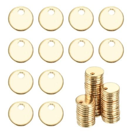 Uxcell 50Pcs Stainless Steel Blank Stamping Tag Engraved Stainless Steel Round Charm Pendant with Holes 6mm/0.24  Gold Jewelry Making Earring