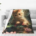 thumbnail image 1 of Balery Cute Kitten Water Lilies Manta de Felpa Suave y Acogedora – Cobija de Franela Aterciopelada para Cama, Lavable y Cálida para Sofá, Mascotas, Transpirable-40"x30", 1 of 7