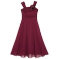 thumbnail image 3 of iEFiEL Kids Girls Juniors Ruched Flower Dress Sleeveless A-Line Chiffon Wedding Pageant Party Dress, 3 of 5