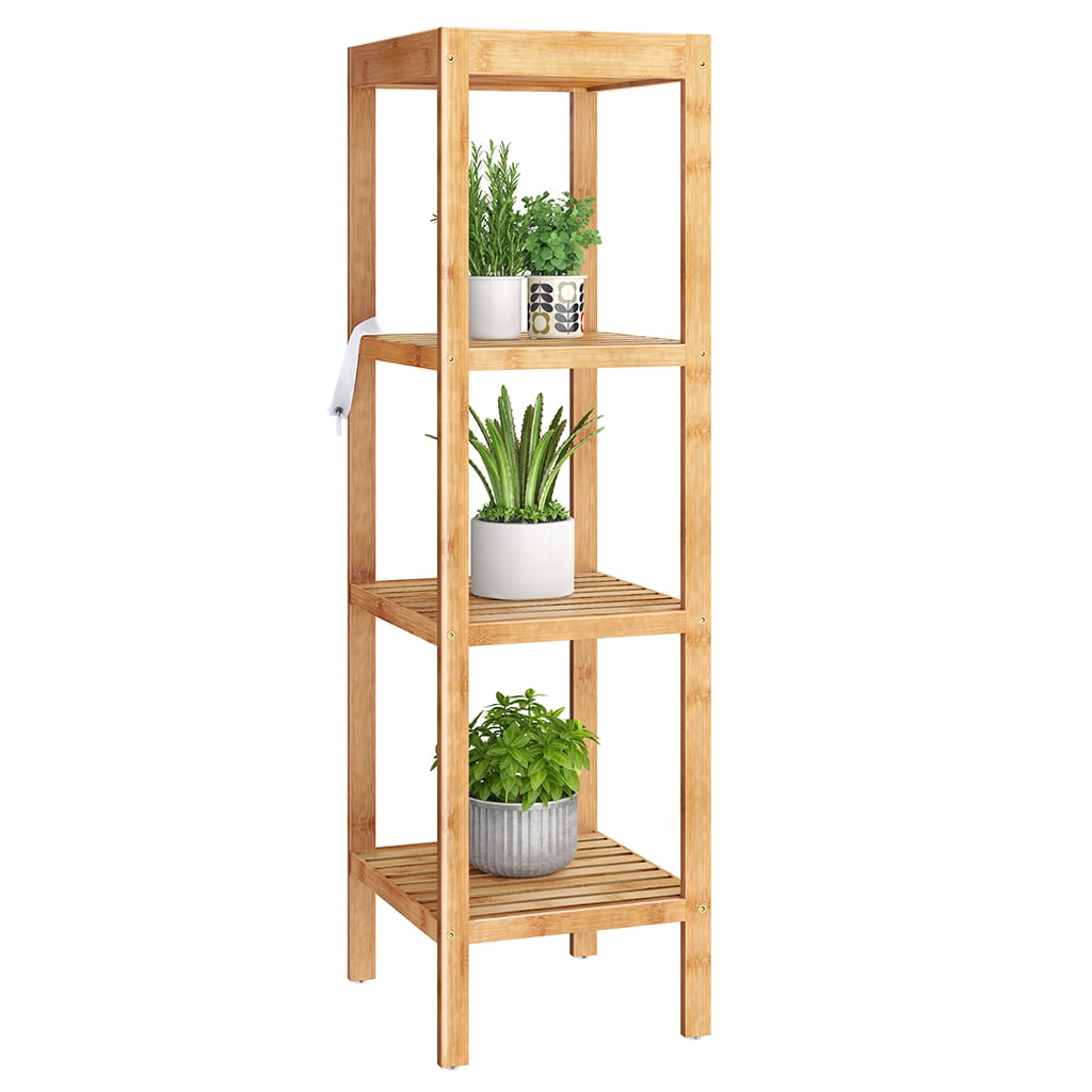 4 Tier Bamboo Bathroom Shelf Rack Multifunctional Shelving Unit Free