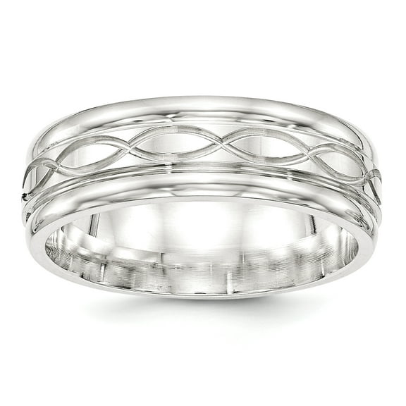 SS 7mm Polished Fancy Band Size 8.5