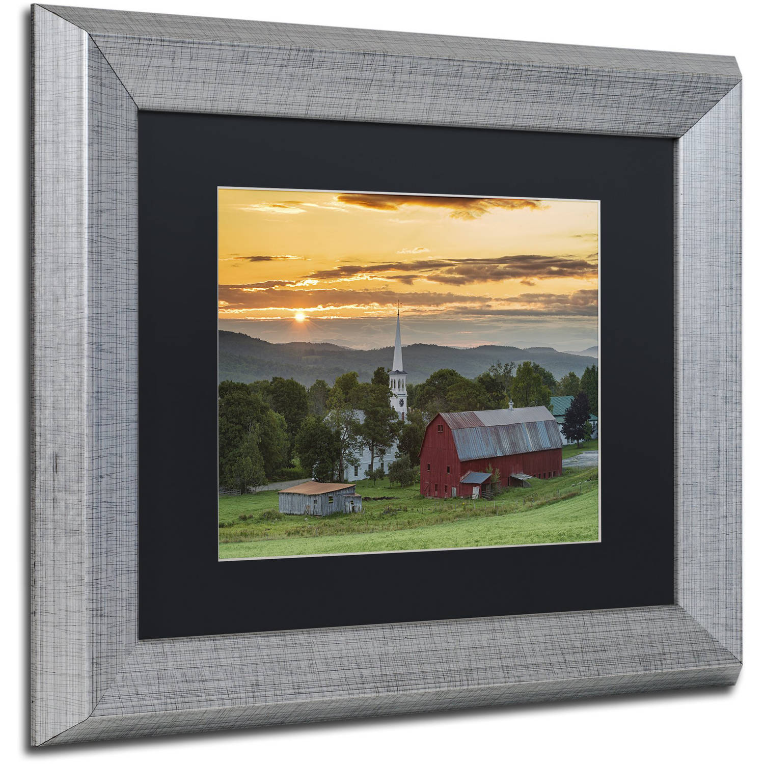 Trademark Fine Art "A Farm and A Prayer" Canvas Art by Michael Blanchette Photography Black Matte, Silver Frame