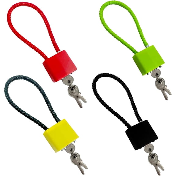 Pack Of 4 Adjustable Long Shackle Padlock 4 Colors Wire Lock, Theft Cable Lock With 3 Keys, Wire Rope Lock For Suitcase, Filing Cabinets, Door, Bicycle