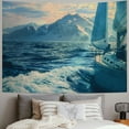 thumbnail image 2 of Orinice Boat Ocean Mountain Tapestry Wall Hanging Unique Style Graphic Tapestries Home Wall Decor Art for Living Room Bedroom Apartment Farmhouse Dorm 60x50inch, 2 of 6